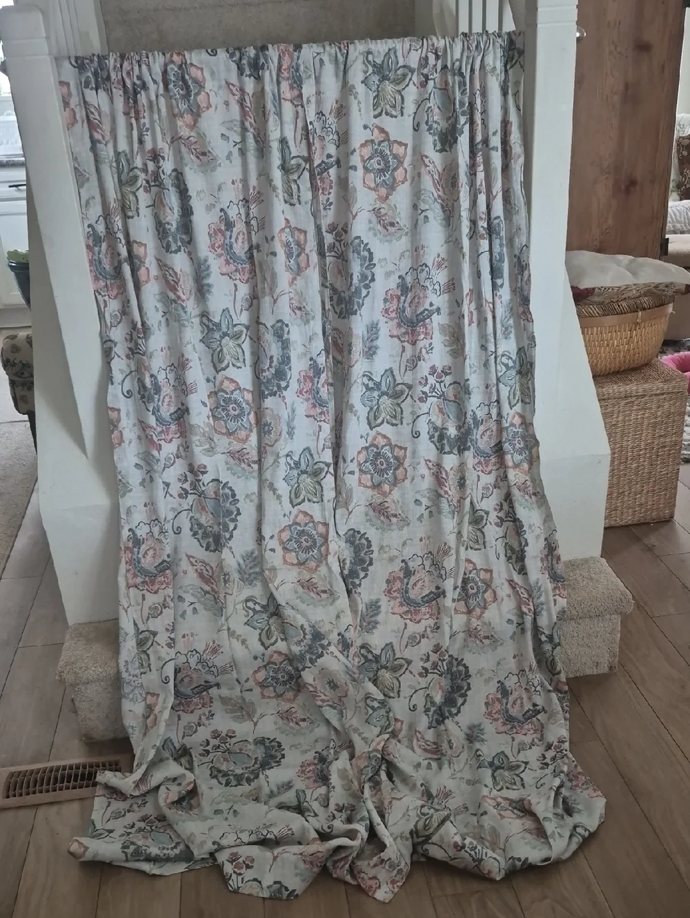 Two Floral Curtain Panels 76x84 (152x84)